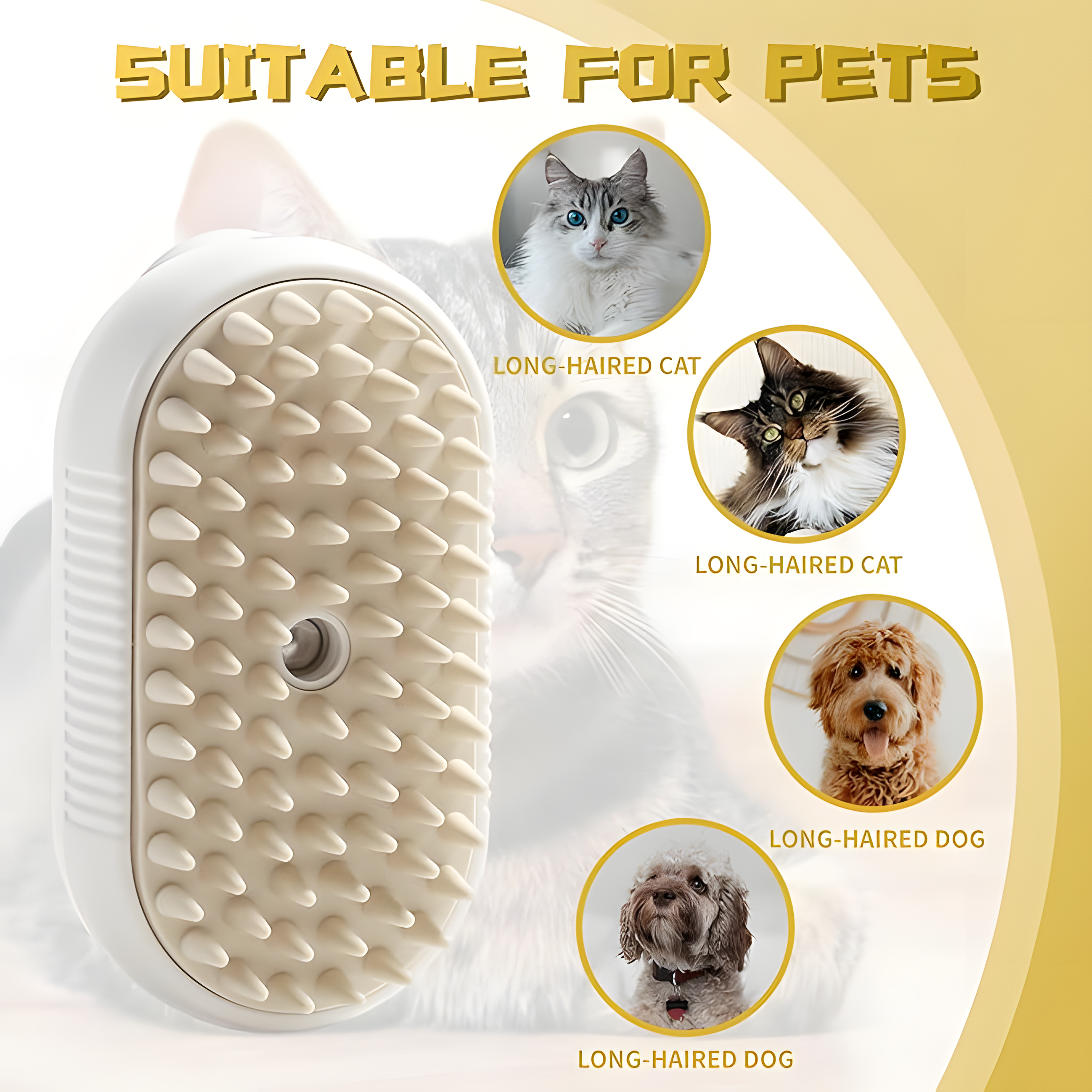 3-in-1 Steam Brush with Steamer - Suitable for Cats, Dogs and All Pets