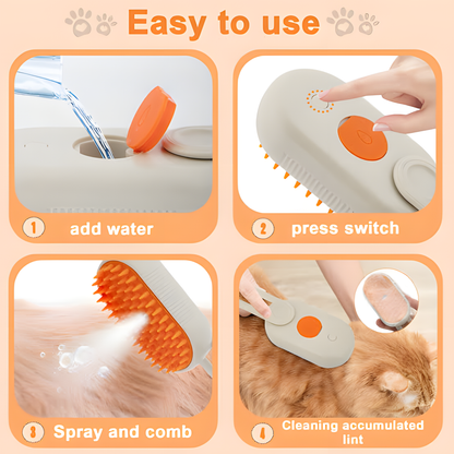 3-in-1 Steam Brush with Steamer - Suitable for Cats, Dogs and All Pets